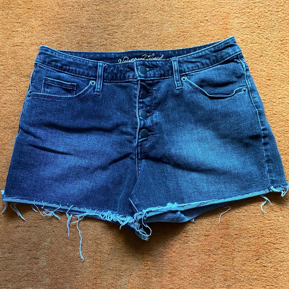 Distressed High Rise Denim Shorts